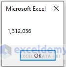 Use the Message Box Command in VBA Code to Give Number Format with No Decimal Places in Excel