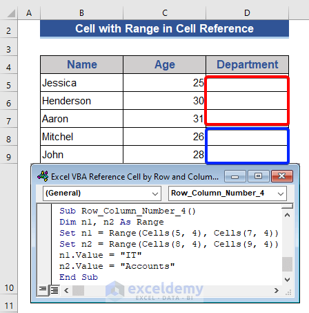 Use Cells Method to Reference a Cell by Row and Column Number