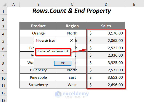 Rows. Count & End Property