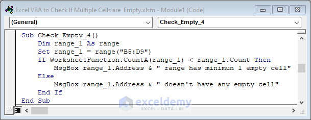 Check If a Range Contains any Empty Cell in Excel