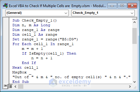 Check If Multiple Cells are Empty with Excel VBA