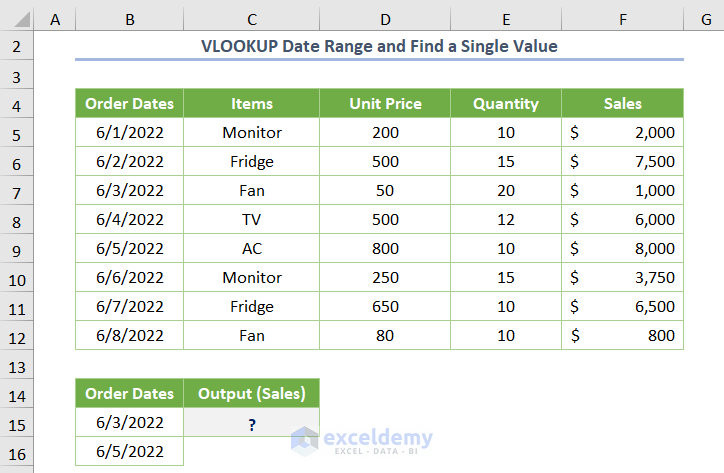 Excel VLOOKUP Date Range and Return Value Find a Single Output Dealing with Two Dates