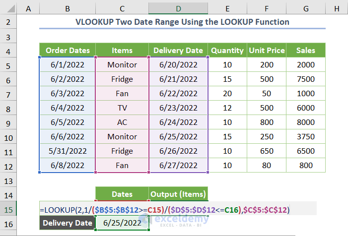 Excel VLOOKUP Date Range and Return Value VLOOKUP Two Date Ranges Using the LOOKUP Function