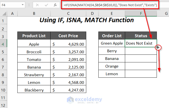 IF, ISNA & MATCH Function