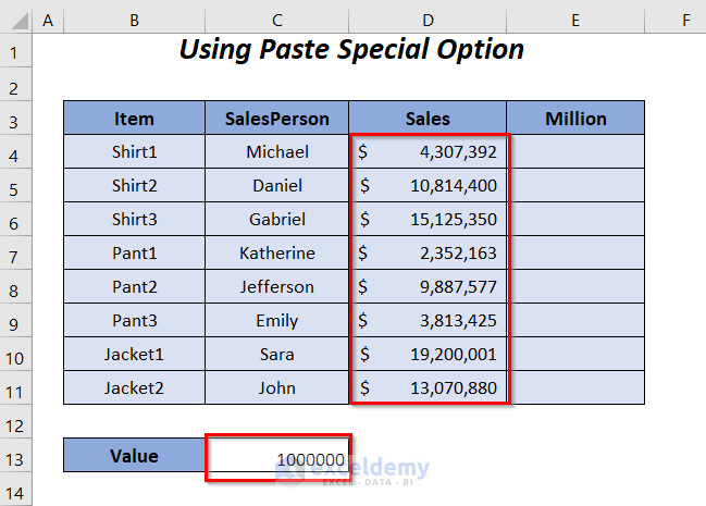 Excel custom number format millions with one decimal