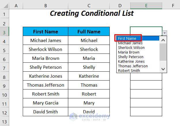 conditional list