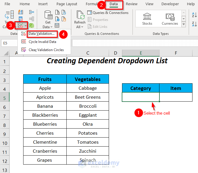 dependent dropdown list