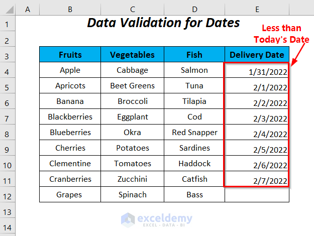Excel data validation formula if statement