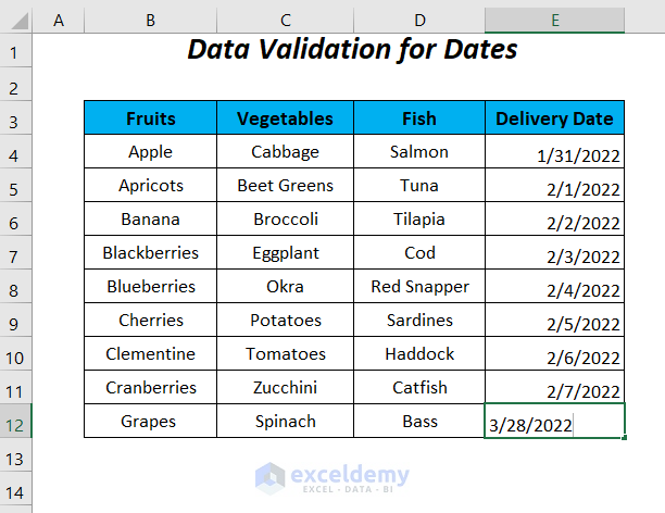 Data validation for dates