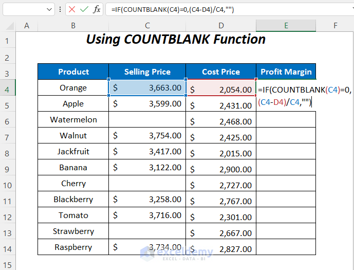 COUNTBLANK Function