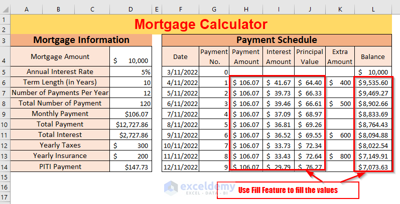 calculation for payment schedule