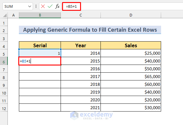 Creating a Formula to Fill Certain Rows in Excel 