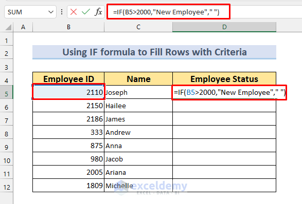 Using IF Function for filling a certain number of rows in excel automatically