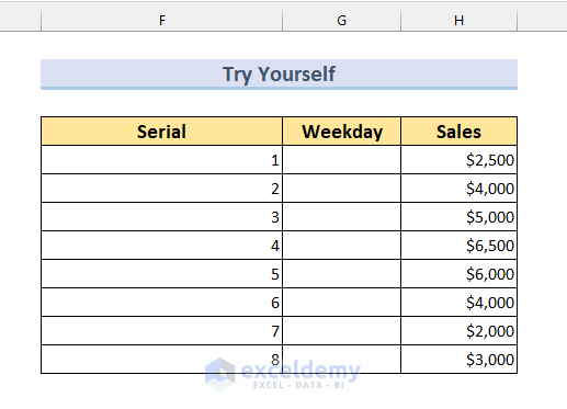 Practice Sheet for Fill a Certain Number of Rows in Excel Automatically 