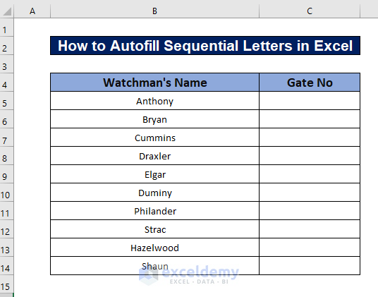  How to AutoFill Sequential Letters in Excel