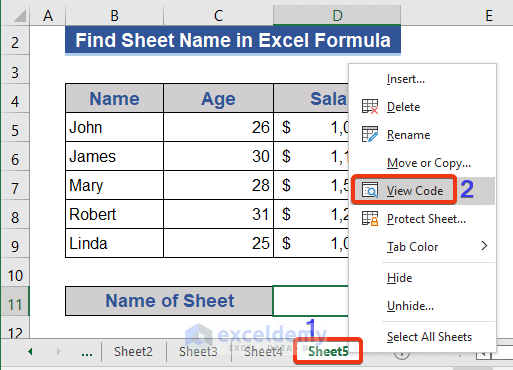 Excel Sheet Name in Cell Using Custom VBA Function