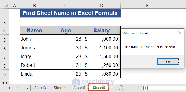 Find Excel Sheet Name Applying VBA Code
