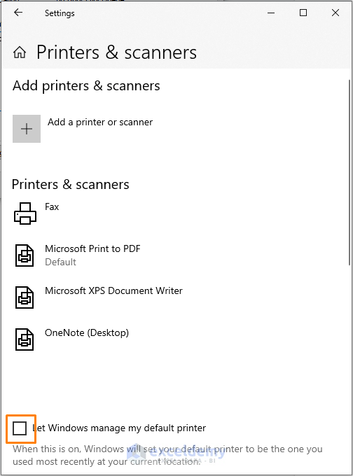 Fixing the Default Printer Settings