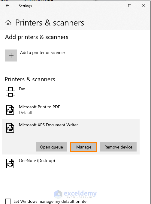 Fixing the Default Printer Settings