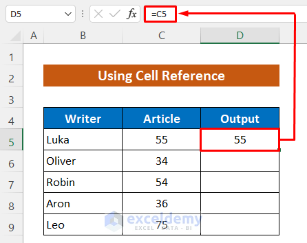 Use Cell Reference to Copy and Paste Values in Excel