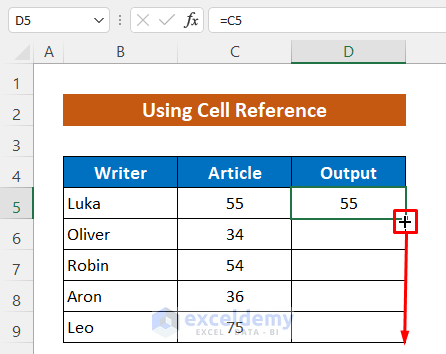 Use Cell Reference to Copy and Paste Values in Excel