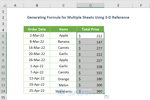 how to create a formula in excel for multiple sheets Using 3-D Reference