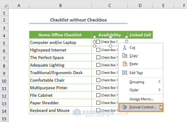 How to Add a Checkbox in Excel Link to a Cell