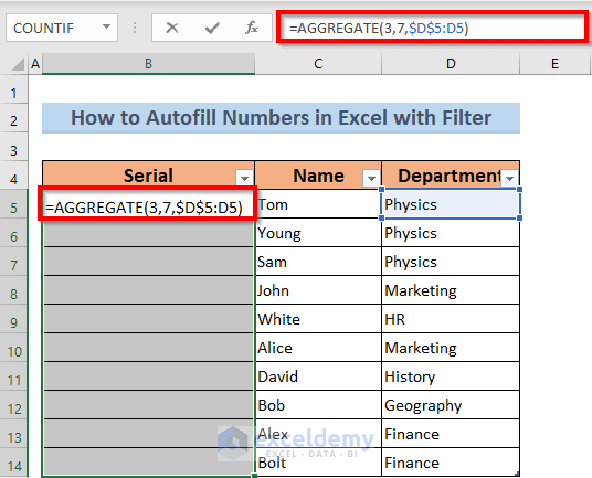 How to AutoFill Numbers in Excel with Filter