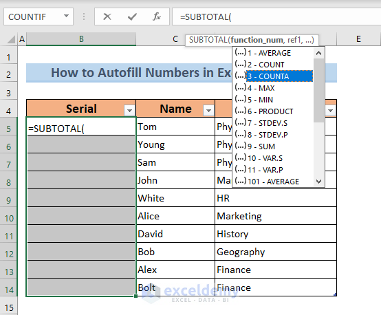 How to AutoFill Numbers in Excel with Filter