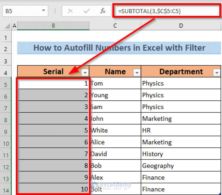 How To AutoFill Numbers In Excel With Filter 2 Methods ExcelDemy
