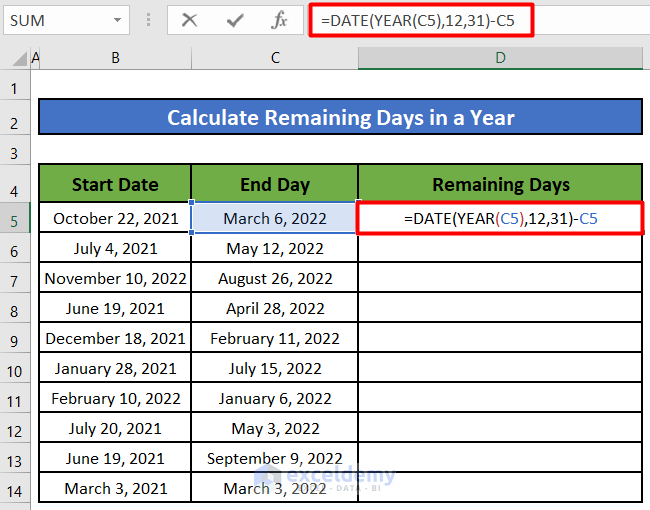 Combination of DATE and YEAR Functions