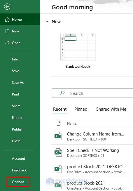 Unmark R1C1 Reference Style to Change Column Name in Excel from Number to Alphabet