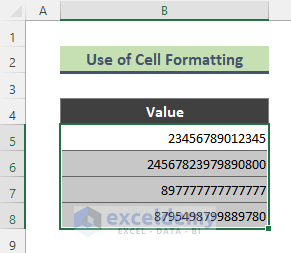 Convert Exponential Value to Exact Number Using Cell Formatting