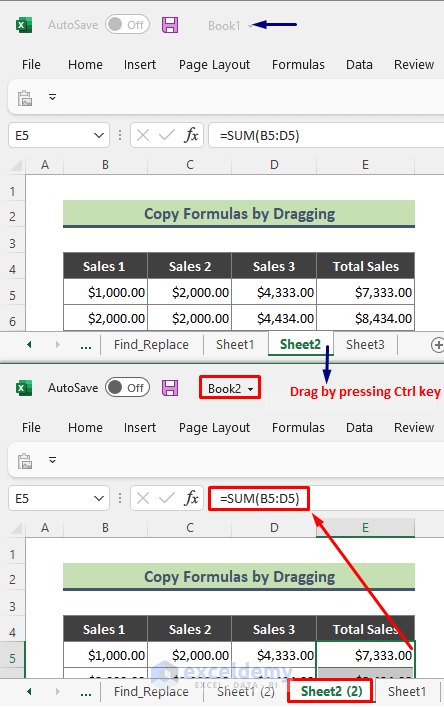 Copy Formulas from One Excel Workbook to Another by Dragging Worksheets
