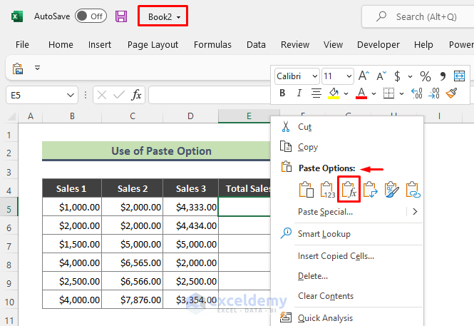Use Paste Option to Copy Formulas from One Workbook And Paste to Another