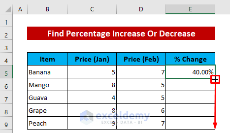 Formula to Find Percentage Increase or Decrease in Excel