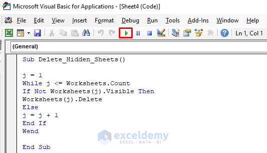Delete Hidden Sheets Using VBA Macros in Excel