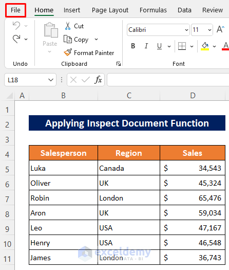 Remove Hidden Sheets Applying Inspect Document Function in Excel