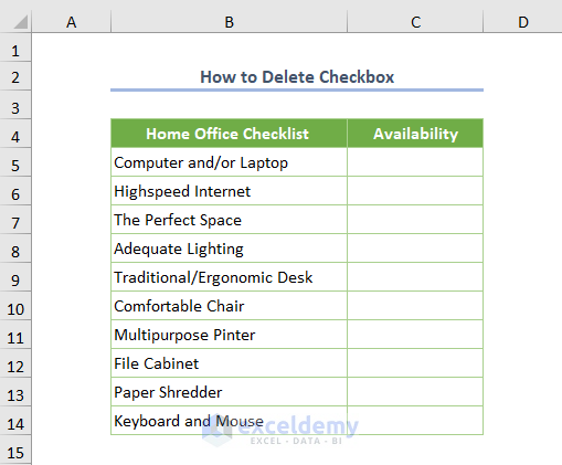 How to Delete a Checkbox