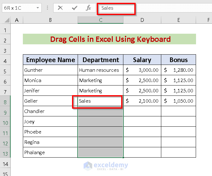 How to Drag Cells in Excel Using Keyboard
