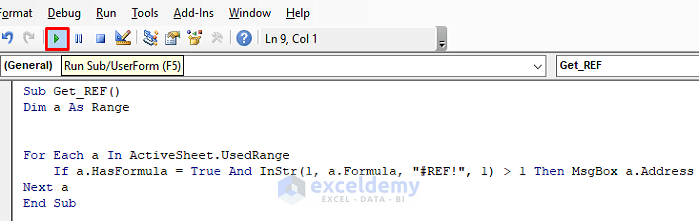 Excel VBA to Find Reference (#REF!) Errors