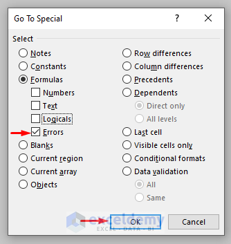 Use ‘Go To Special’ Option to Find Reference (#REF!) Errors