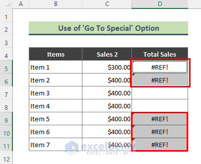 Use ‘Go To Special’ Option to Find Reference (#REF!) Errors