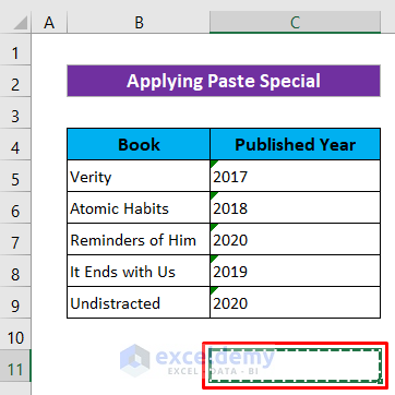 Apply Paste Special to Fix Convert to Number Error in Excel