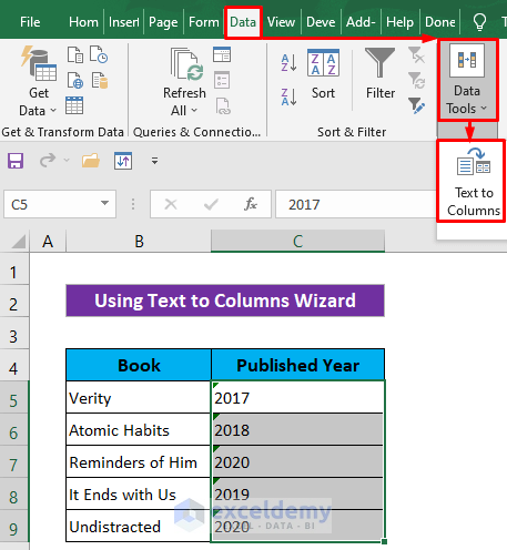 Text to Columns Wizard to Fix Convert to Number Error in Excel