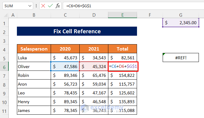 Fix Relative Reference to Delete #REF! Error in Excel