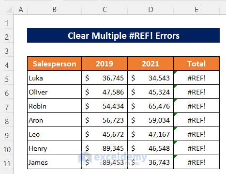 How to Clear Multiple #REF! Errors