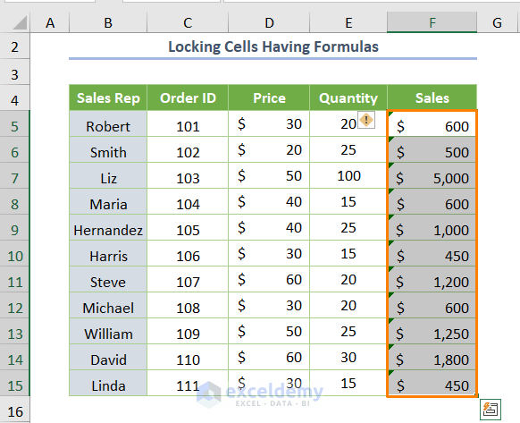 How to Lock Multiple Cells in Excel Locking Cells Having Formulas