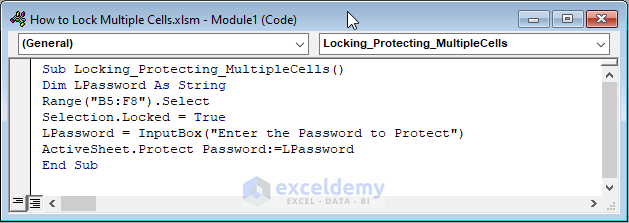 How to Lock Multiple Cells in Excel Using VBA Code