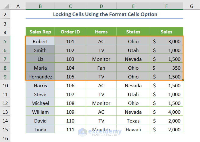 Using the Format Cells Option
